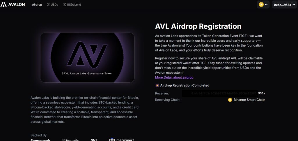 Avalon labs token airdrop