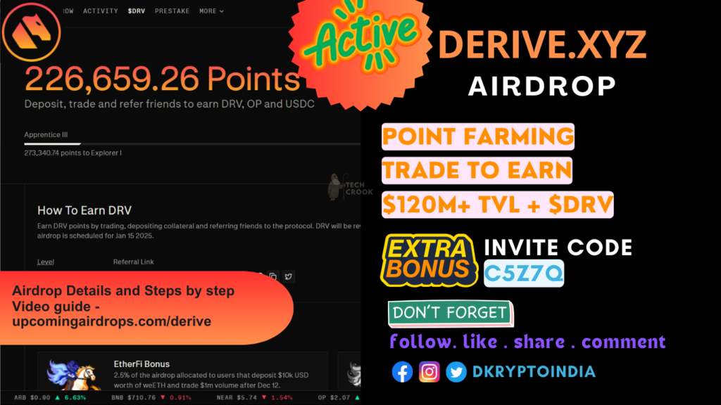 Derive Protocol Airdrop Details and Steps